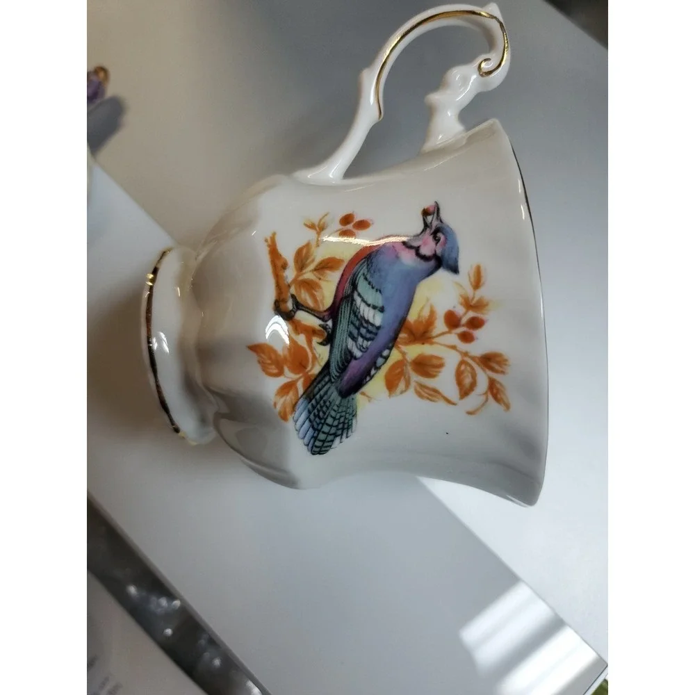Vintage Royal Dover Bluejay Fine Bone China Teacup‎ Replacement Pair